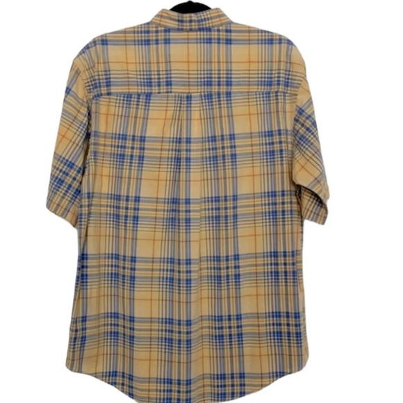 Izod Preppy Saltwater Short Sleeve Business Button Down Plaid Shirt Size M - Picture 2 of 7